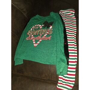 Christmas holiday time Santa's sweetheart top‎ and leggings size 7 8